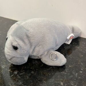 walt disney world disneyland gray sea cow manatee plush bean bag 9" long